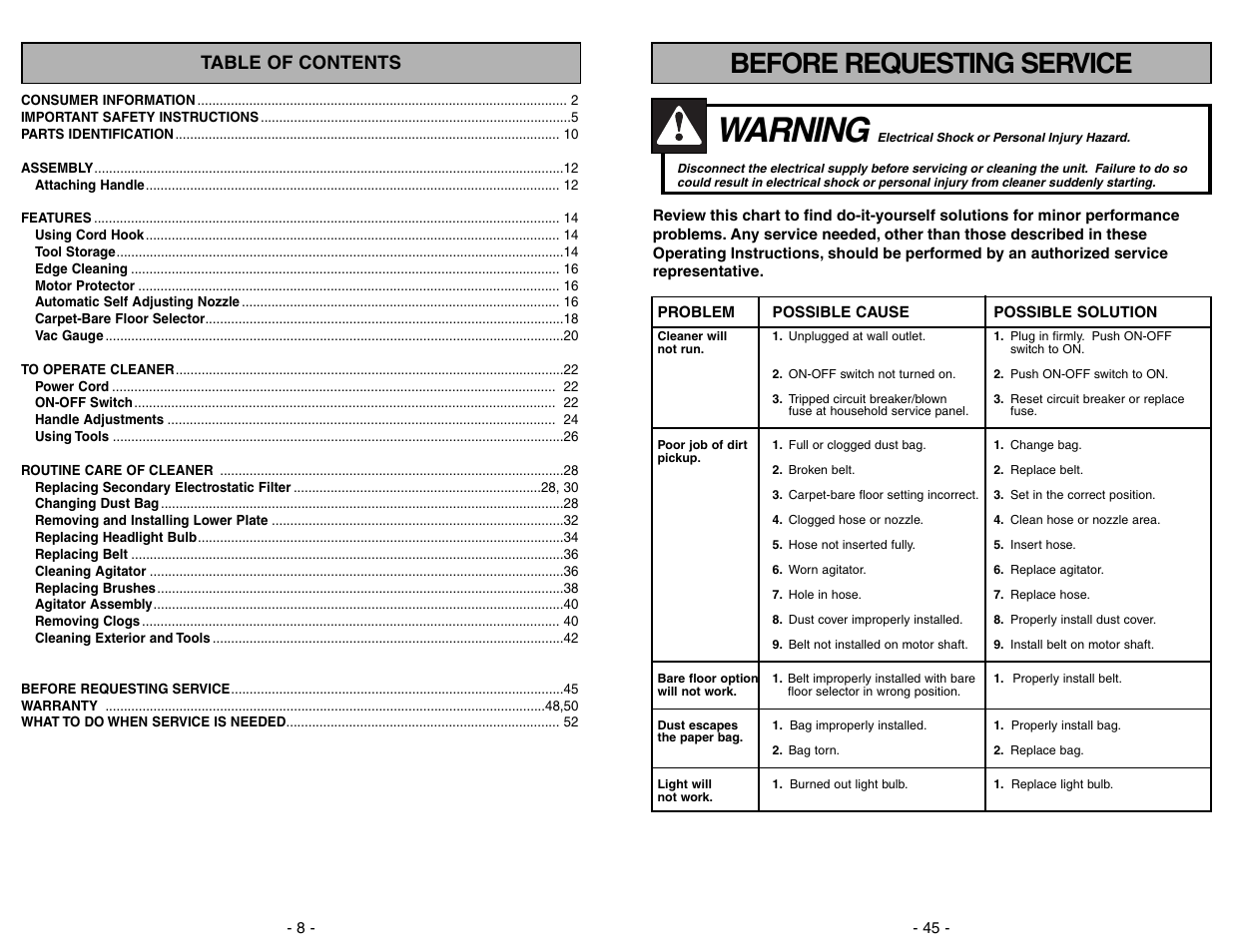 Panasonic MC-V5297 User Manual | Page 45 / 52