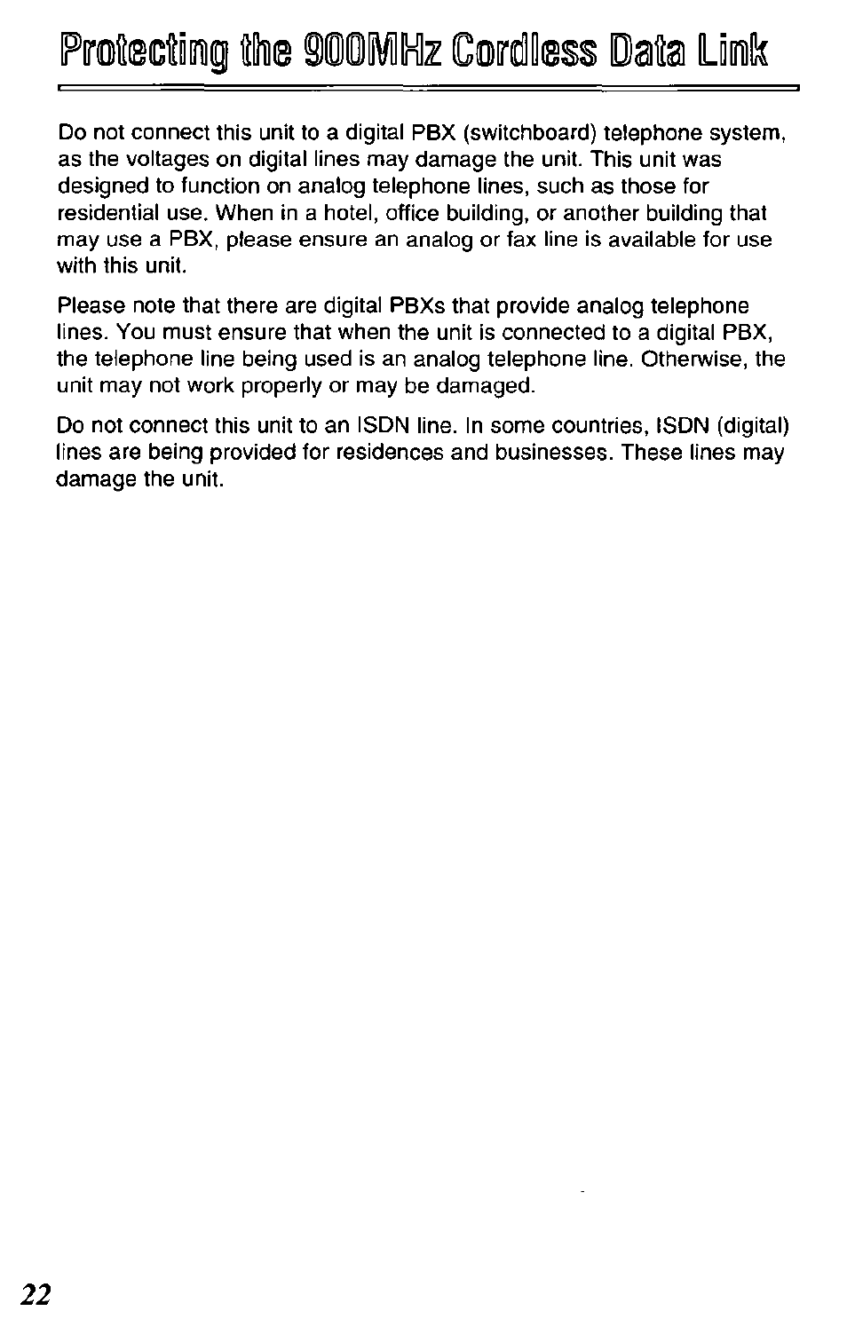 Panasonic DATA LINK KX-TCL100-B User Manual | Page 22 / 32