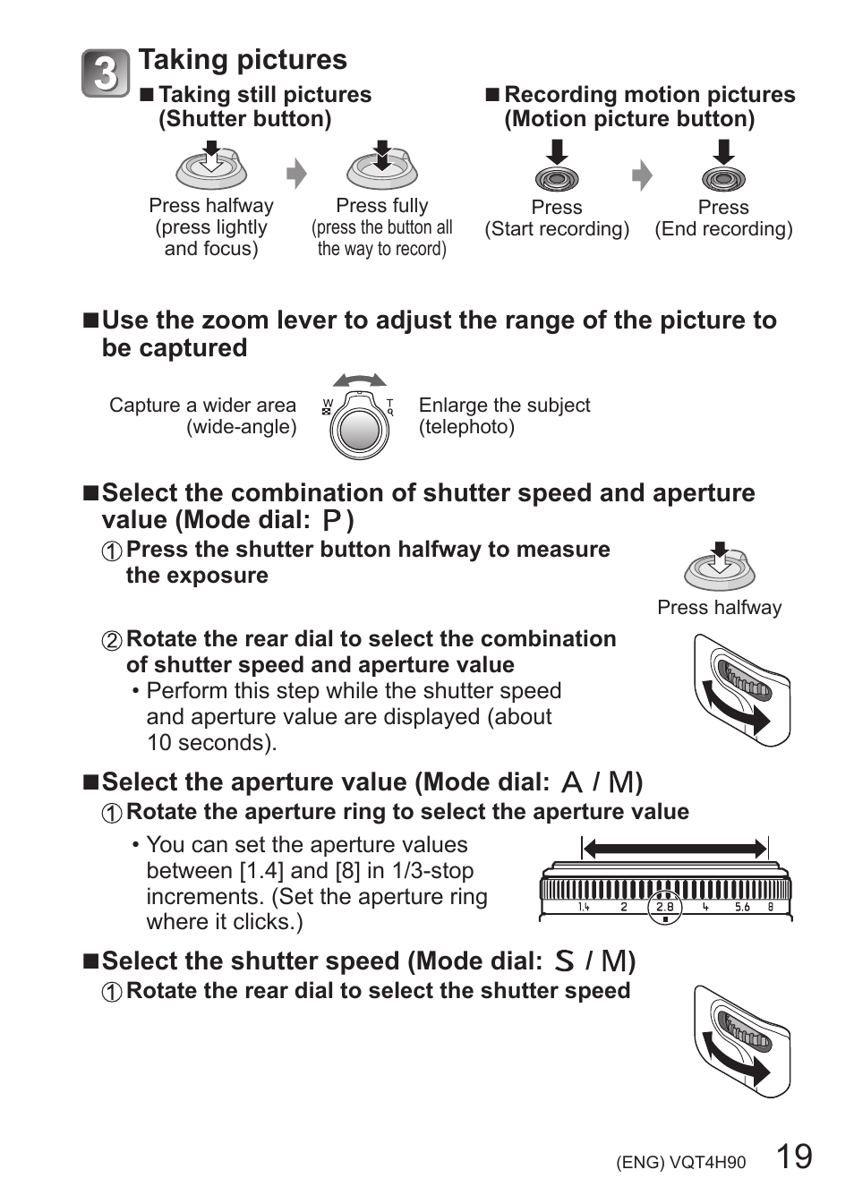 Taking pictures | Panasonic DMC-LX7 User Manual | Page 19 / 36