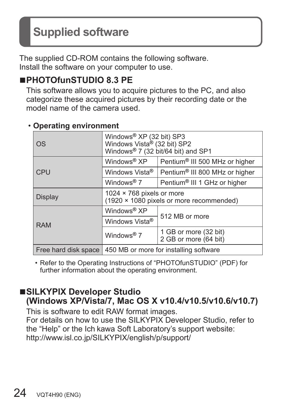 Supplied software, Photofunstudio 8.3 pe | Panasonic DMC-LX7 User Manual | Page 24 / 36