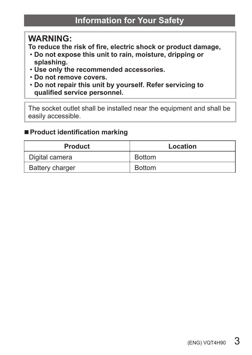 Information for your safety, Information for your safety warning | Panasonic DMC-LX7 User Manual | Page 3 / 36