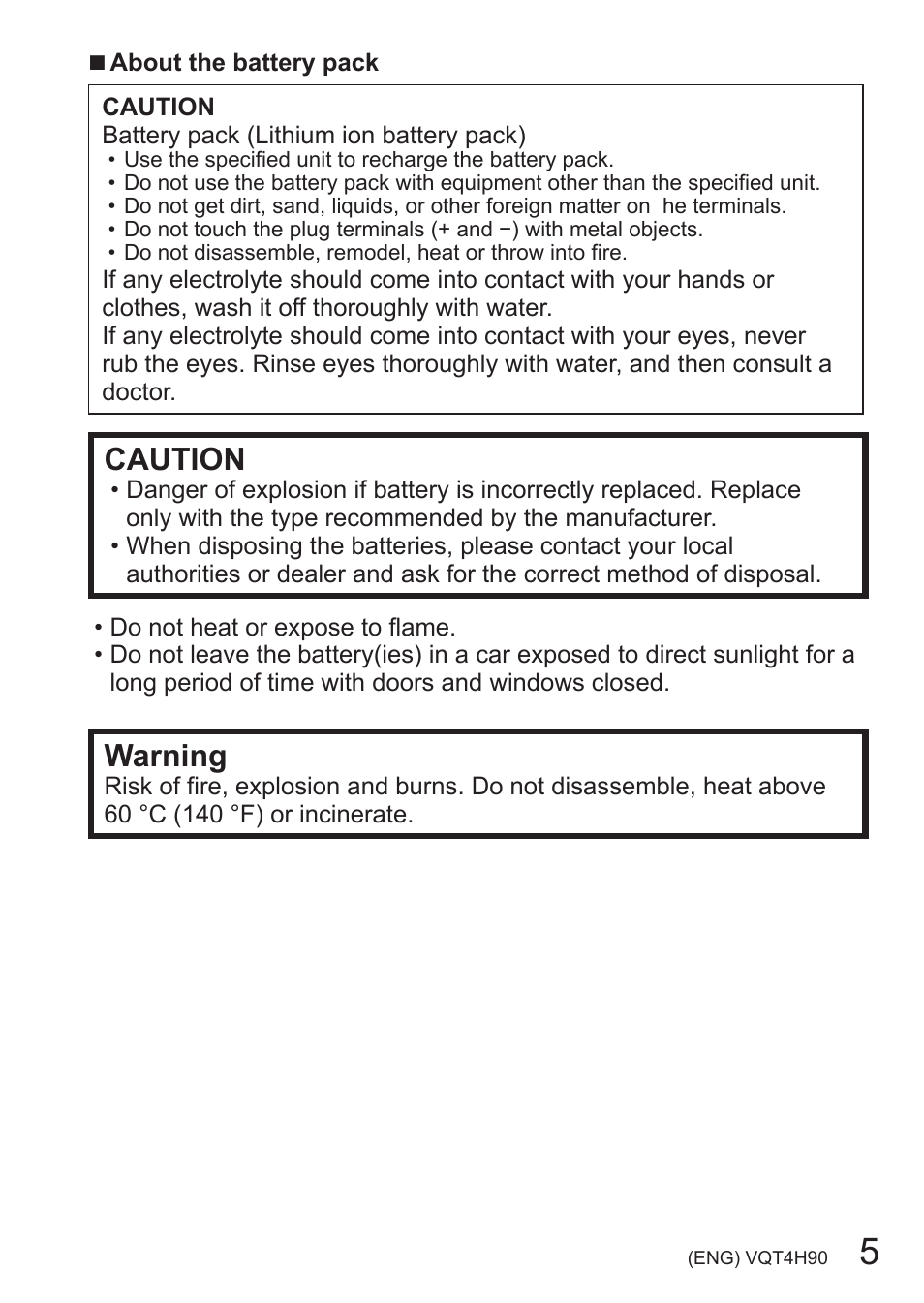 Caution, Warning | Panasonic DMC-LX7 User Manual | Page 5 / 36
