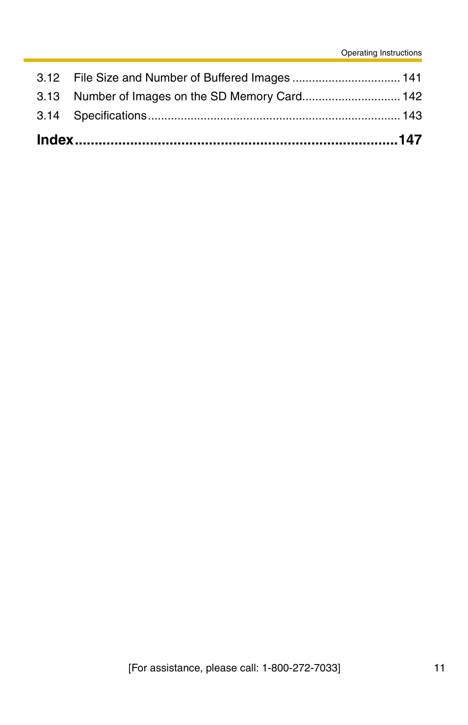 Index 147, Index | Panasonic BB-HCM331A User Manual | Page 11 / 150