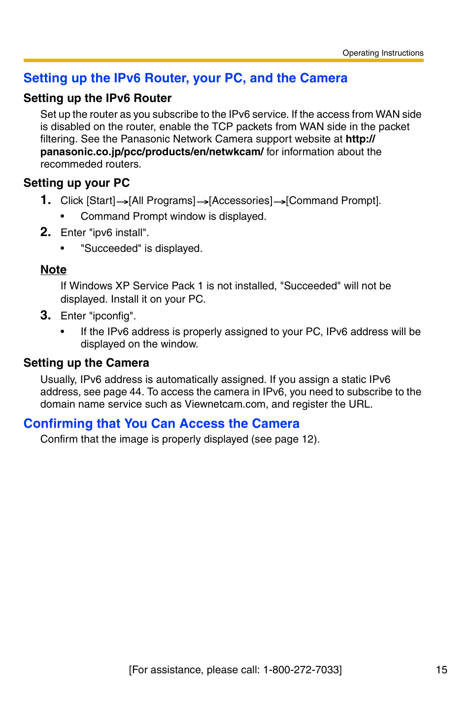 Confirming that you can access the camera | Panasonic BB-HCM331A User Manual | Page 15 / 150