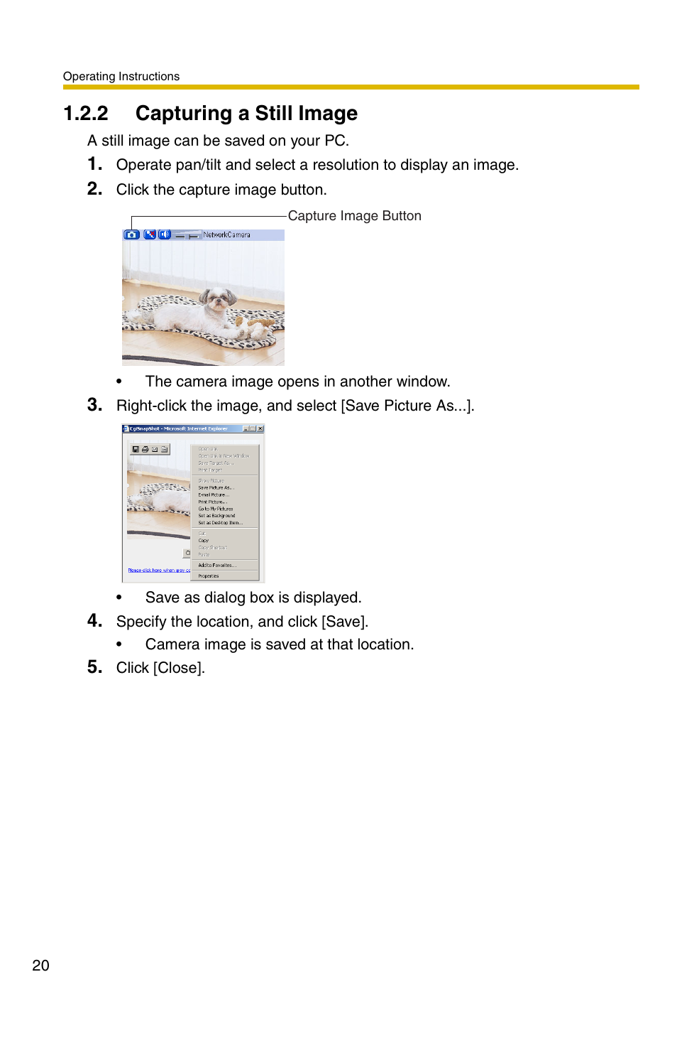 2 capturing a still image | Panasonic BB-HCM331A User Manual | Page 20 / 150