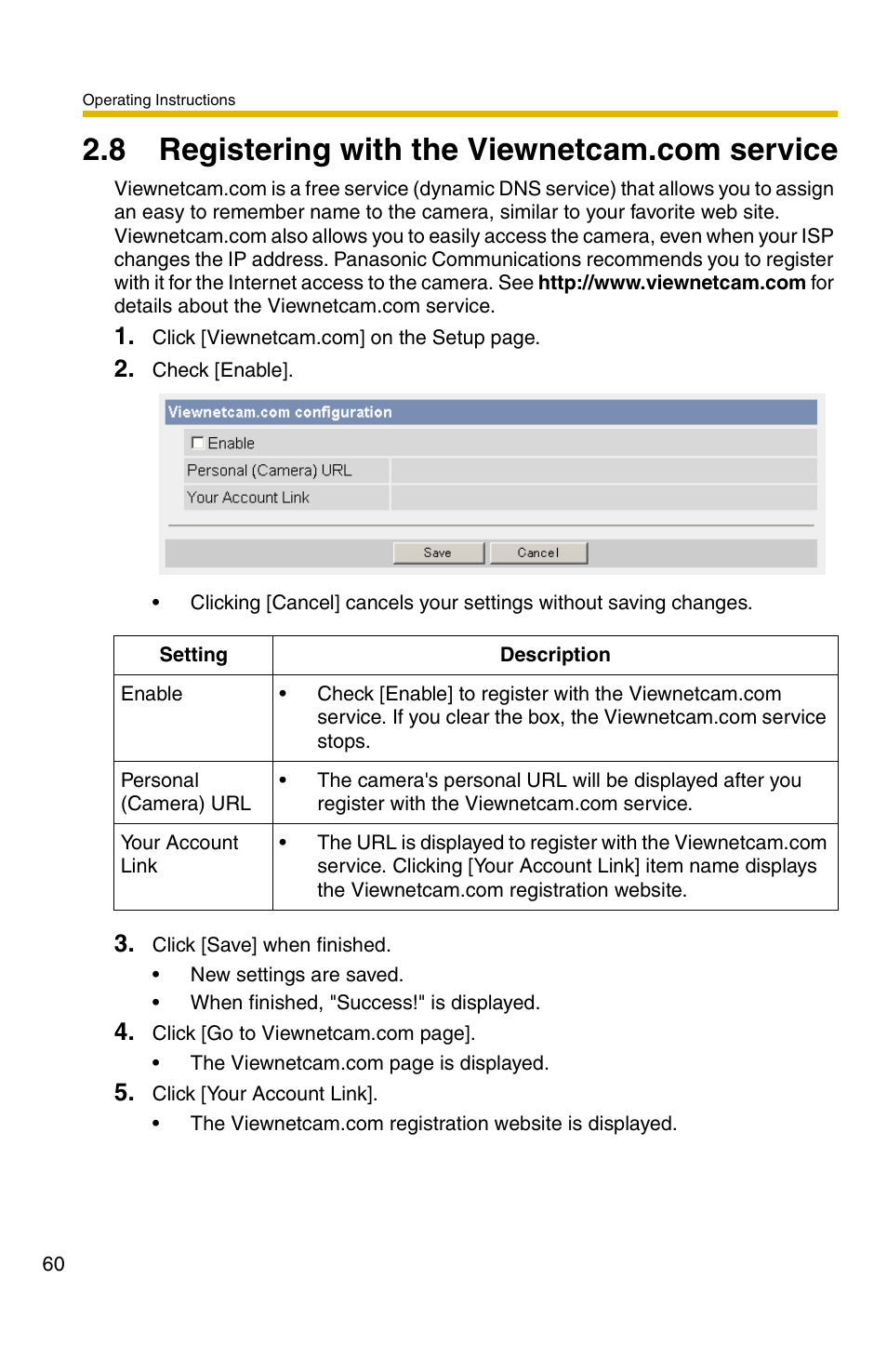 8 registering with the viewnetcam.com service, Ge 60) | Panasonic BB-HCM331A User Manual | Page 60 / 150