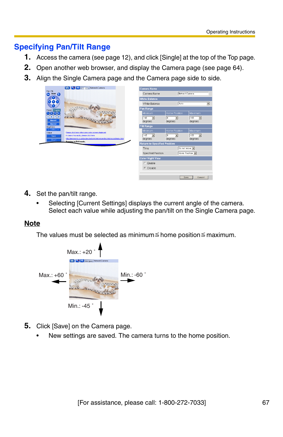 Specifying pan/tilt range 1 | Panasonic BB-HCM331A User Manual | Page 67 / 150