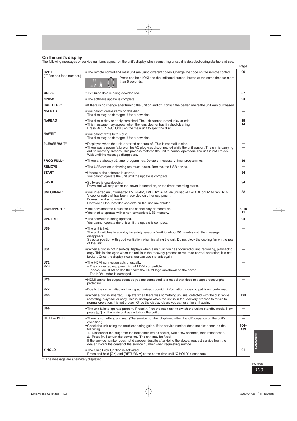 Panasonic DMR-XW350 User Manual | Page 103 / 120
