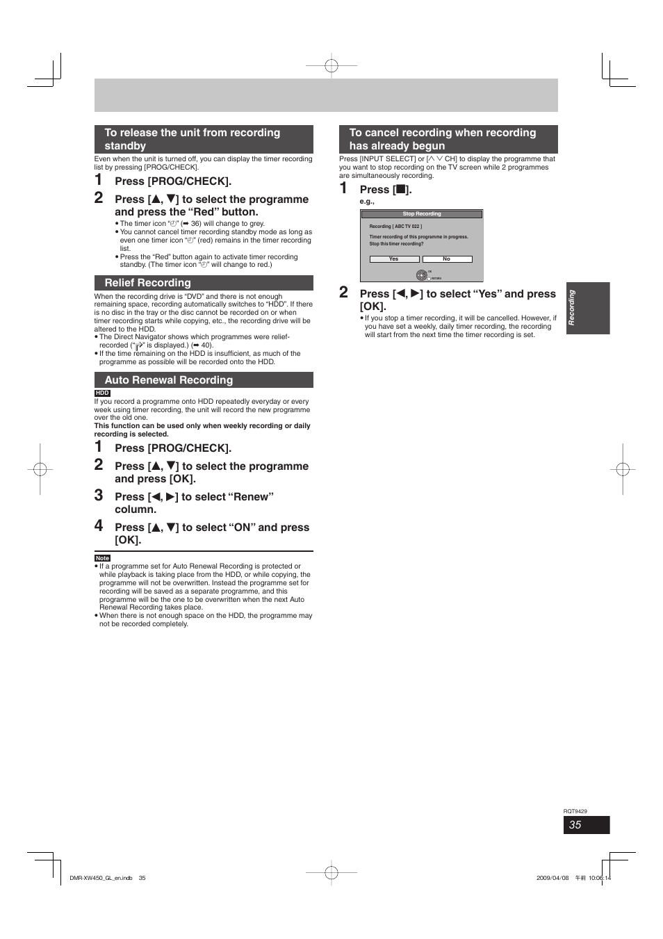 Panasonic DMR-XW350 User Manual | Page 35 / 120