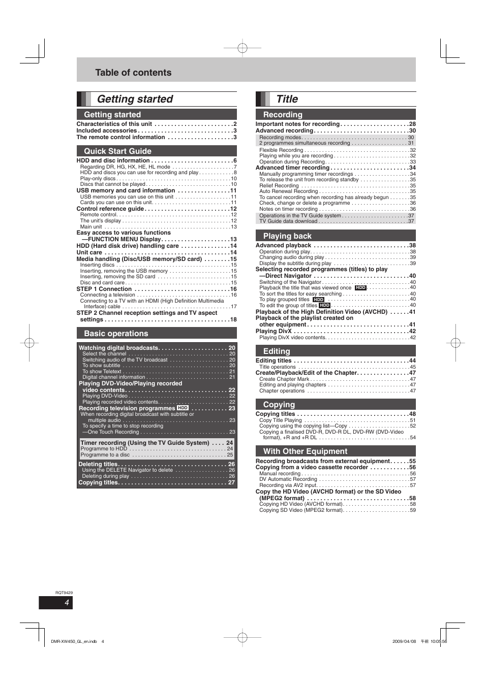 Panasonic DMR-XW350 User Manual | Page 4 / 120