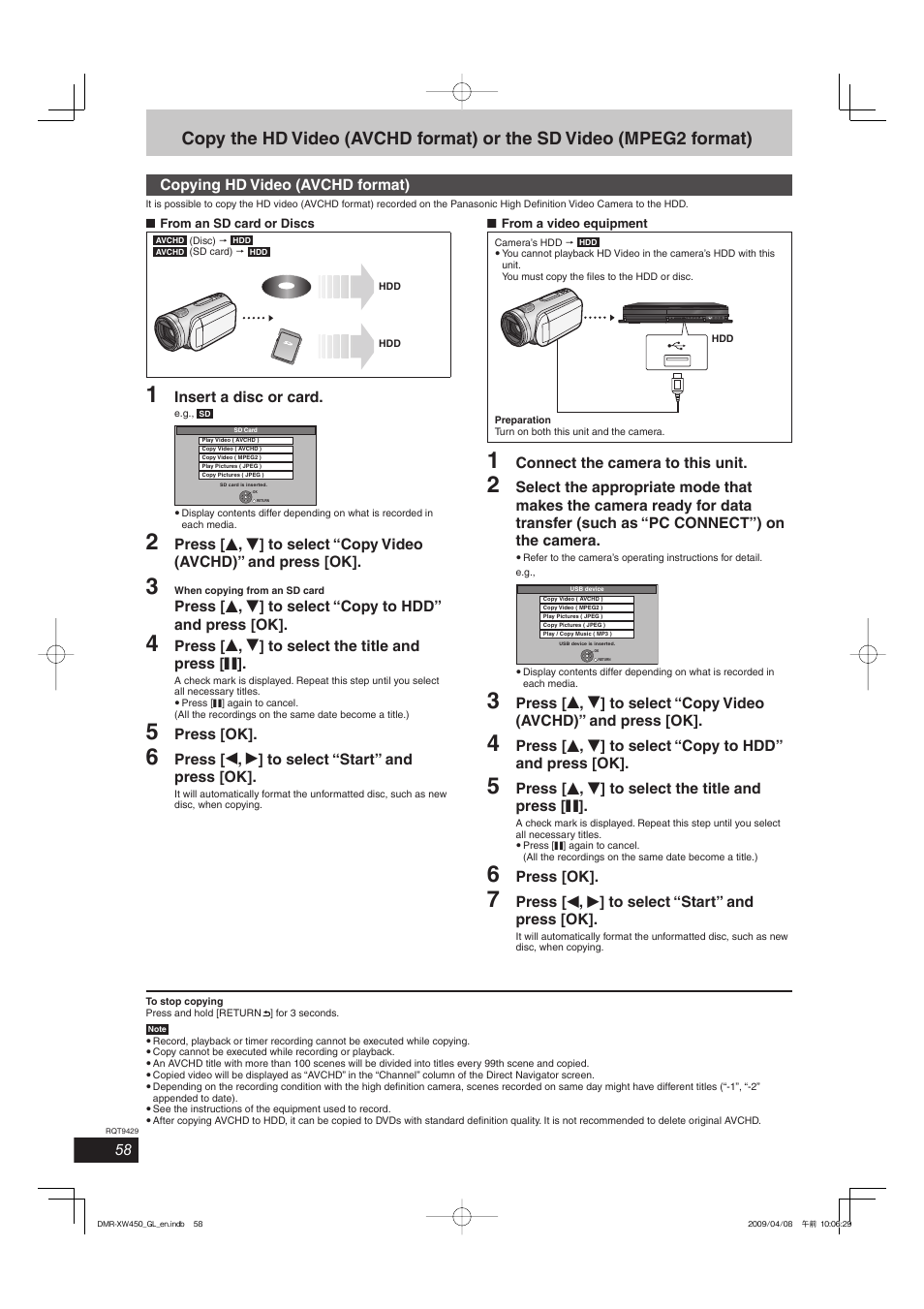 Panasonic DMR-XW350 User Manual | Page 58 / 120