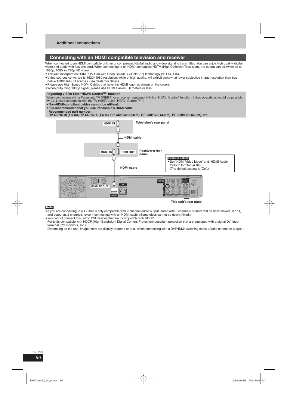 Additional connections | Panasonic DMR-XW350 User Manual | Page 96 / 120