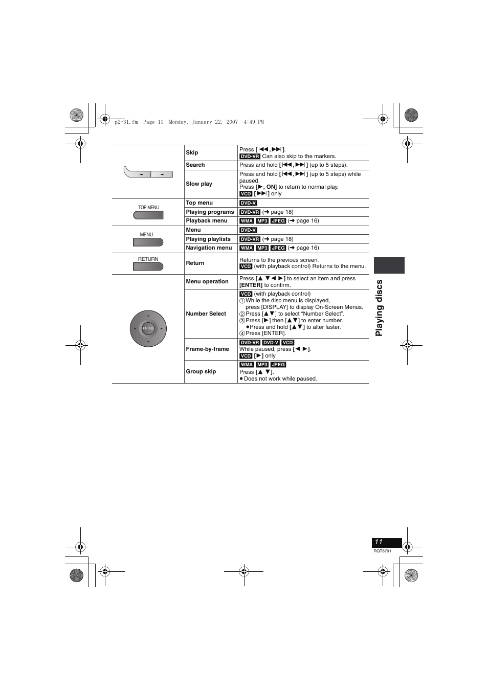 Pla y ing di scs | Panasonic DVD-LS82 User Manual | Page 11 / 32