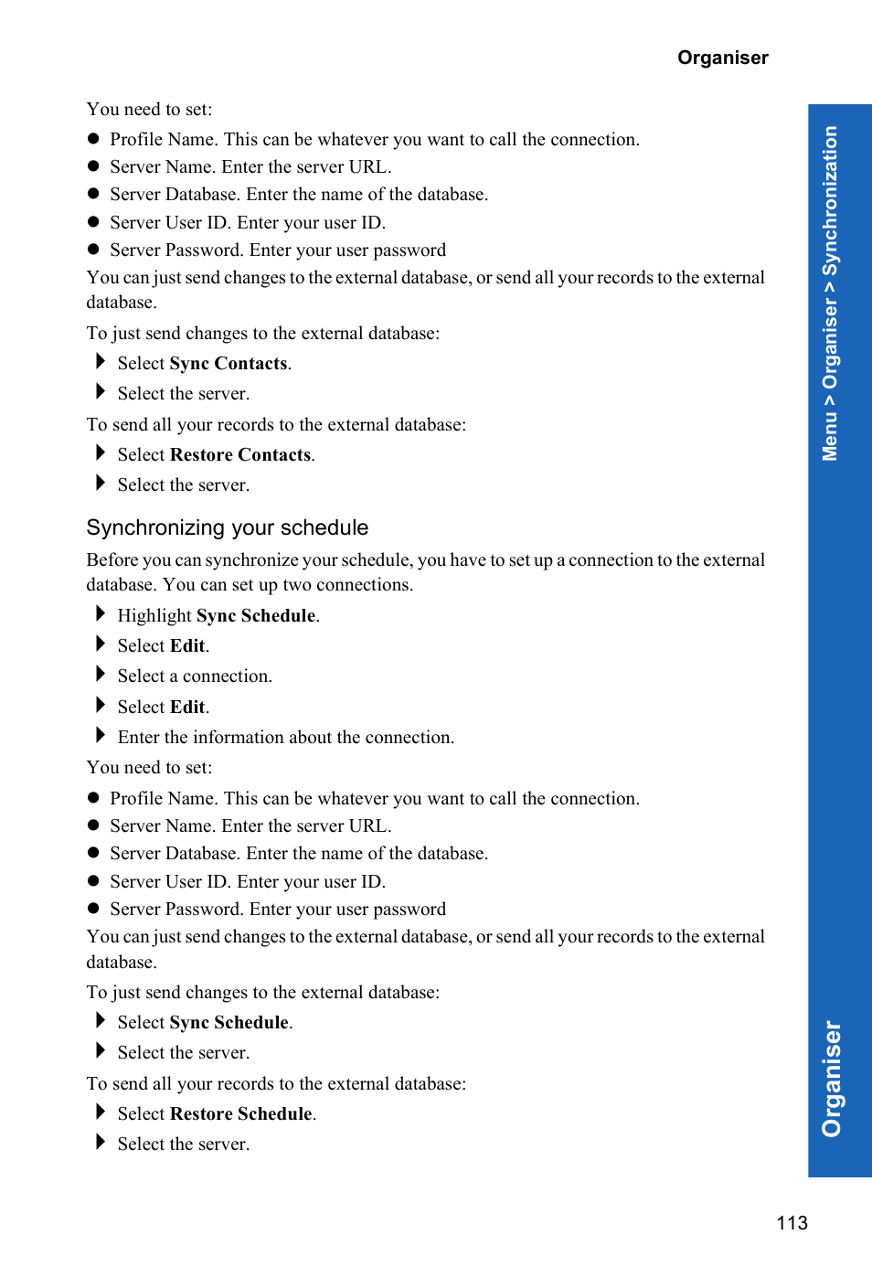 Synchronizing your schedule, Org a n is er | Panasonic X70 User Manual | Page 112 / 155