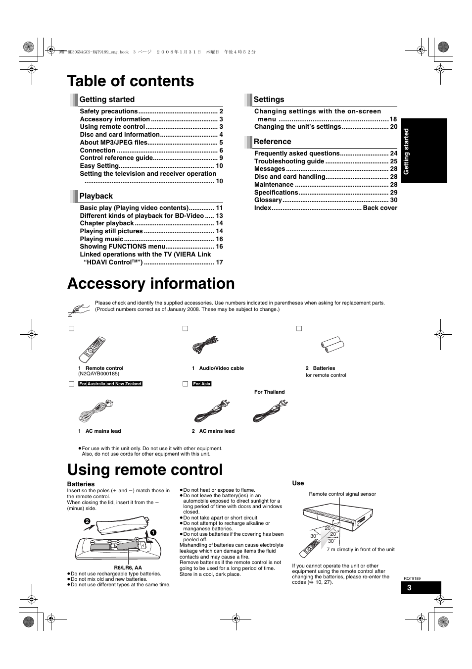Panasonic DMP-BD30 User Manual | Page 3 / 32