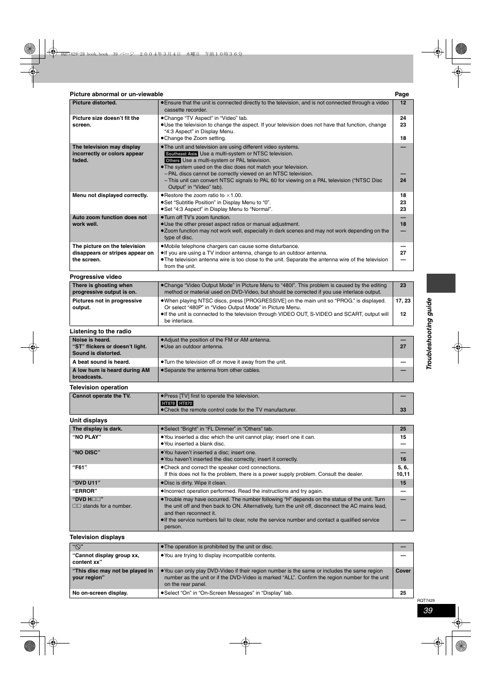 Panasonic GCSEB E User Manual | Page 39 / 40