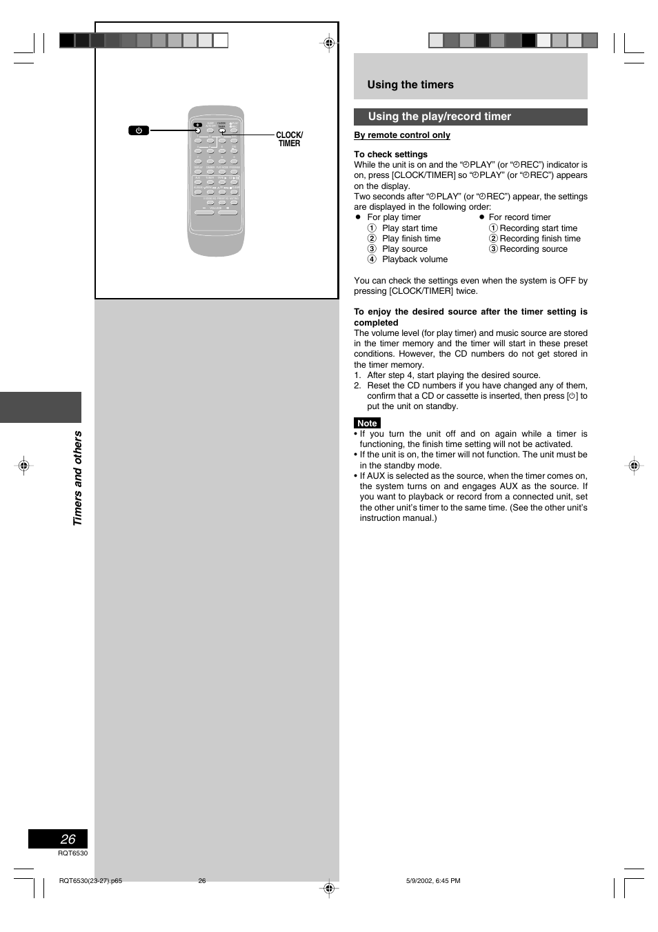Timers and others | Panasonic SC-PM47 User Manual | Page 26 / 32