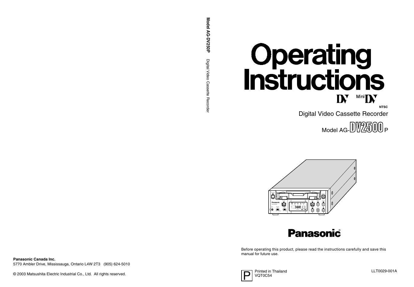Panasonic AG-DV2500P User Manual | 68 pages