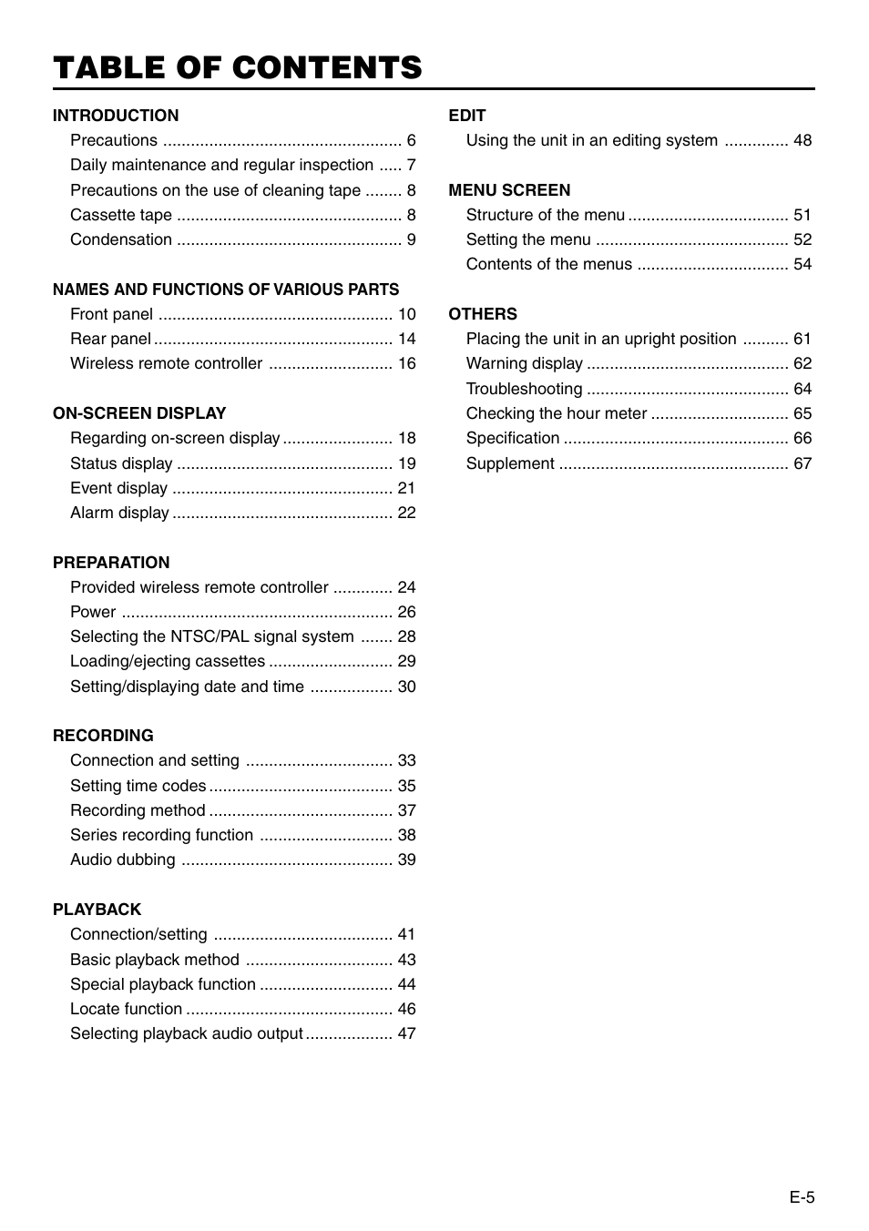 Panasonic AG-DV2500P User Manual | Page 5 / 68