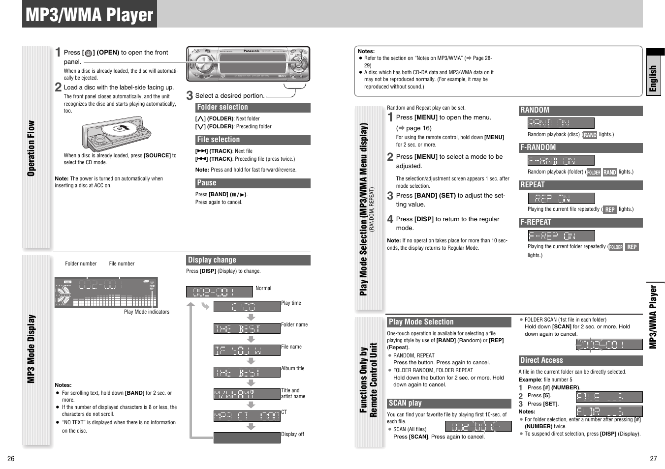Mp3/wma player | Panasonic CQ-C7300N User Manual | Page 14 / 22