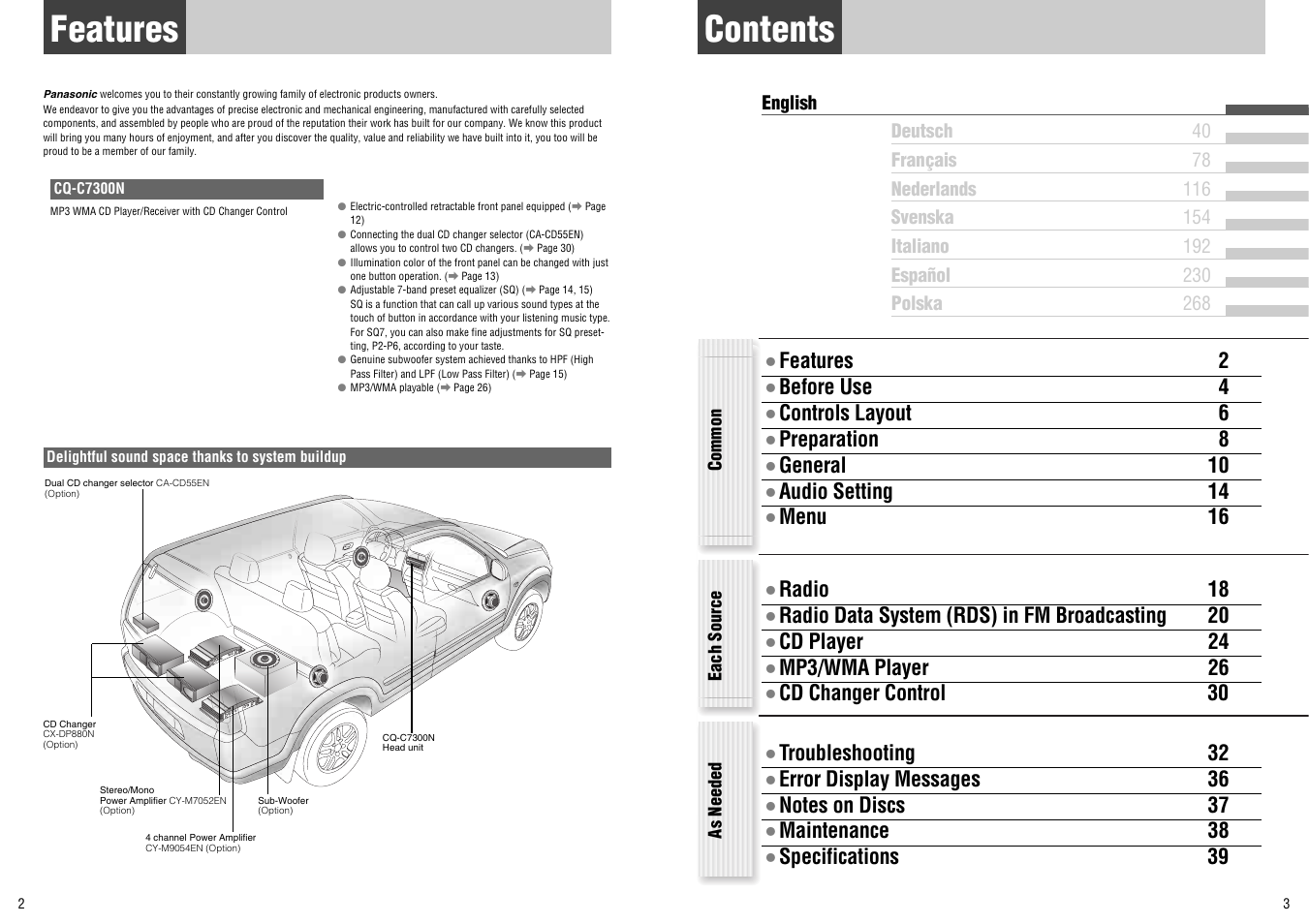 C7300n_2.pdf, Features contents | Panasonic CQ-C7300N User Manual | Page 2 / 22