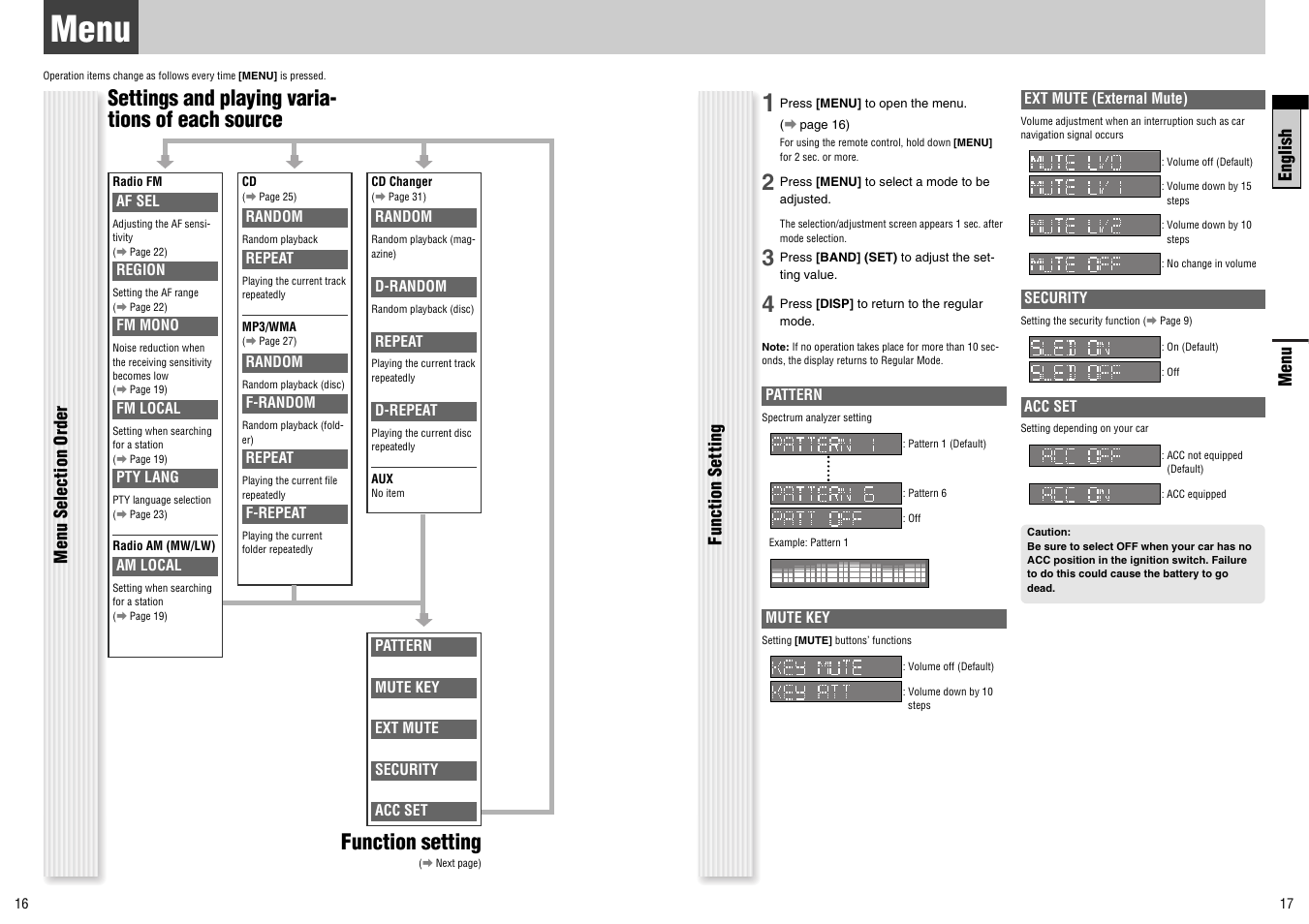 Menu | Panasonic CQ-C7300N User Manual | Page 9 / 22