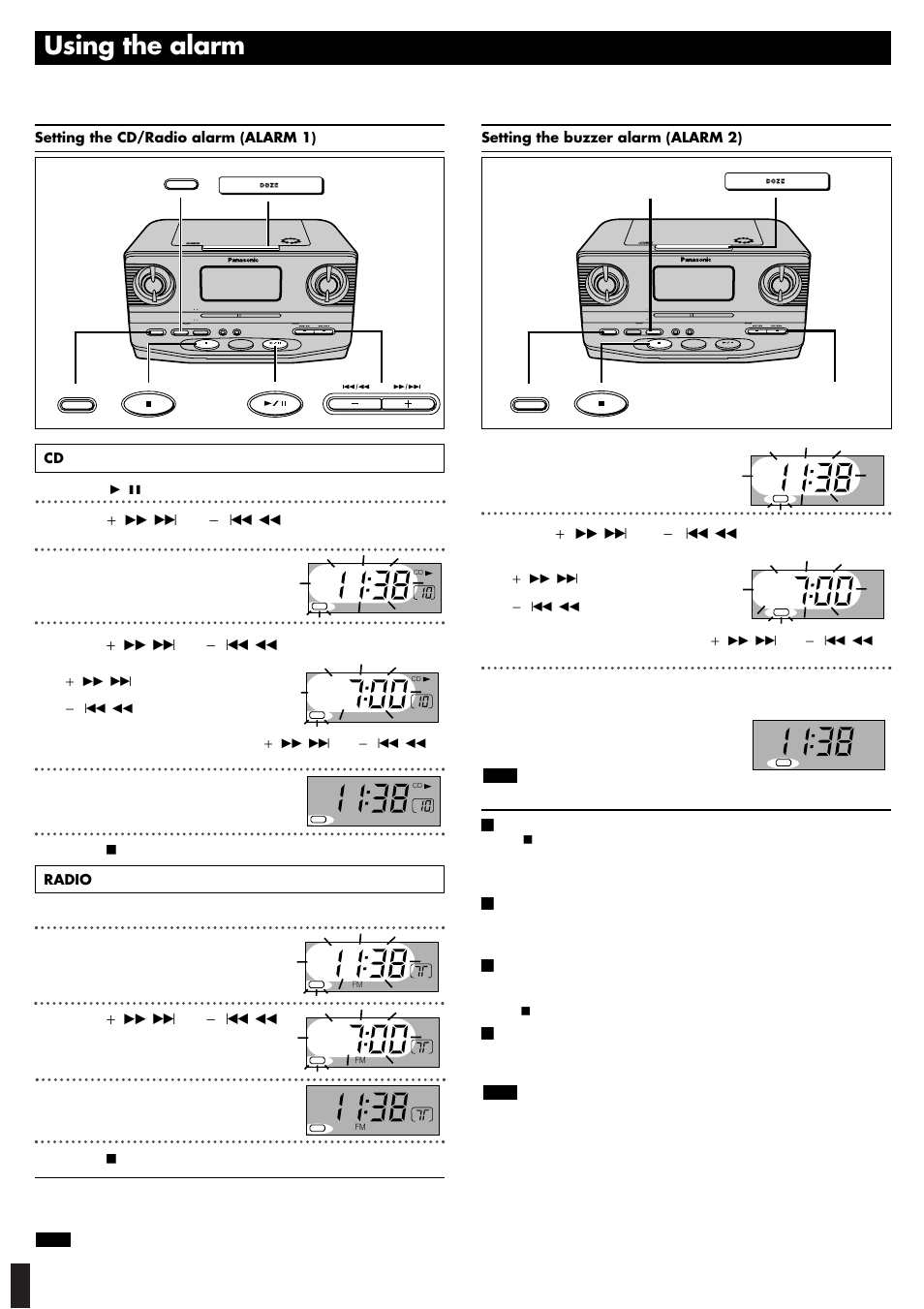 Using the alarm | Panasonic RC-CD300 User Manual | Page 6 / 8