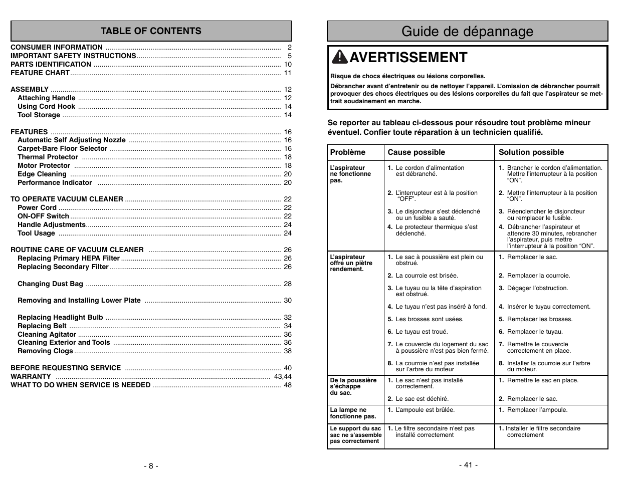 Panasonic MC-UG775 User Manual | Page 41 / 48