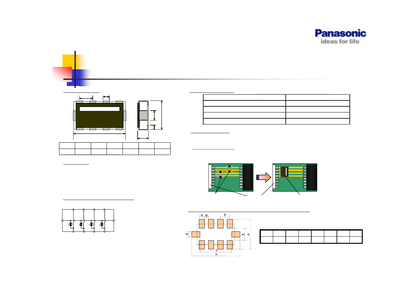 Esd suppressor array, Esd suppressor array ezaegca type ezaegca type, Feature | Application | Panasonic ESD Suppressor EZAEG2A User Manual | Page 2 / 2