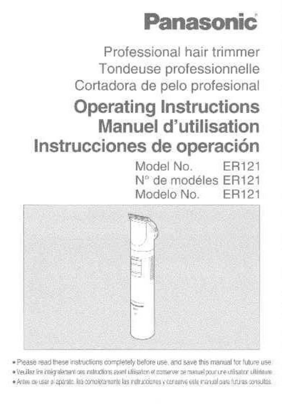 Panasonic ER121 User Manual | 16 pages