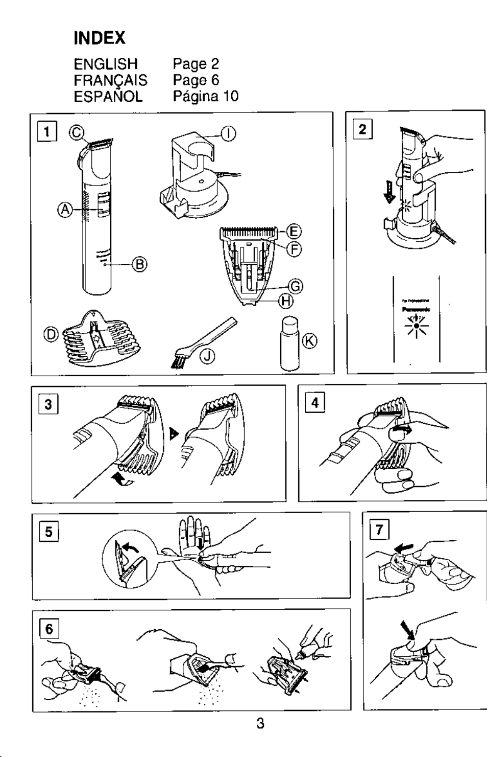 Index | Panasonic ER121 User Manual | Page 3 / 16