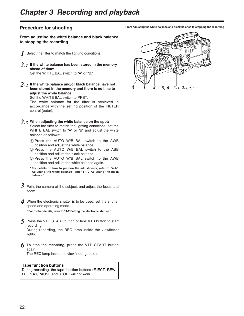 Chapter 3 recording and playback | Panasonic AJ- E User Manual | Page 22 / 108