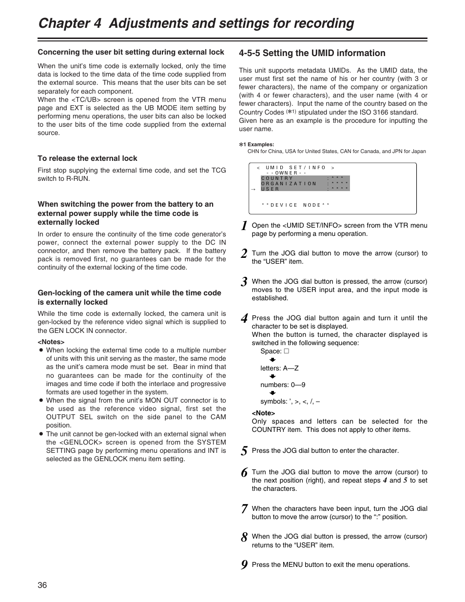 Chapter 4 adjustments and settings for recording | Panasonic AJ- E User Manual | Page 36 / 108