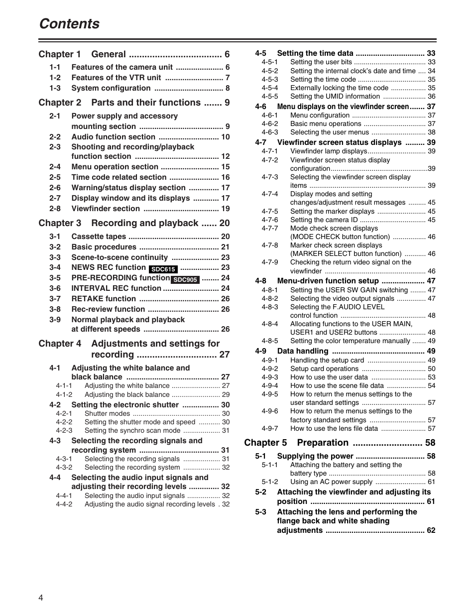 Panasonic AJ- E User Manual | Page 4 / 108