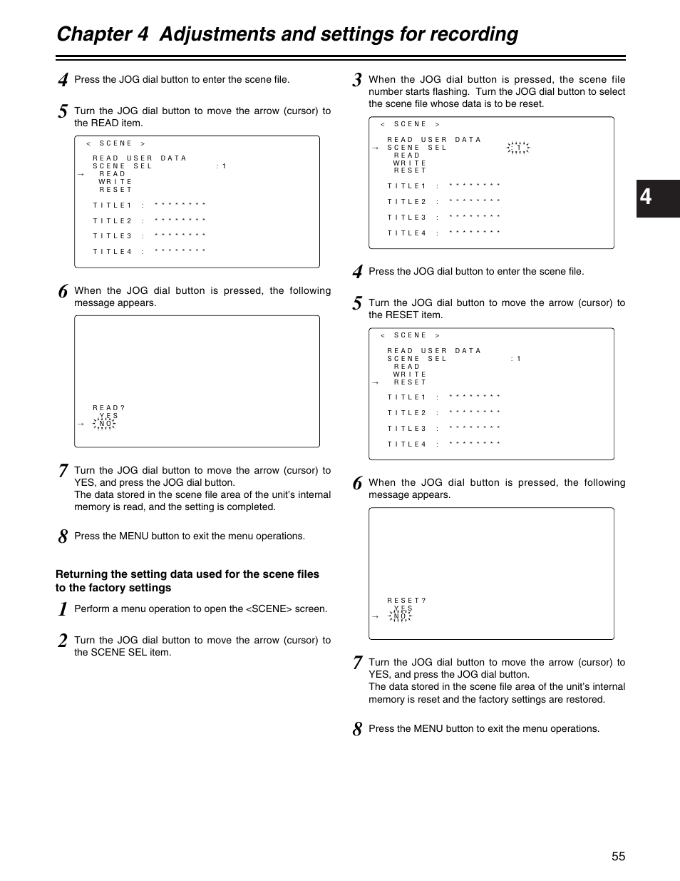 Chapter 4 adjustments and settings for recording | Panasonic AJ- E User Manual | Page 55 / 108