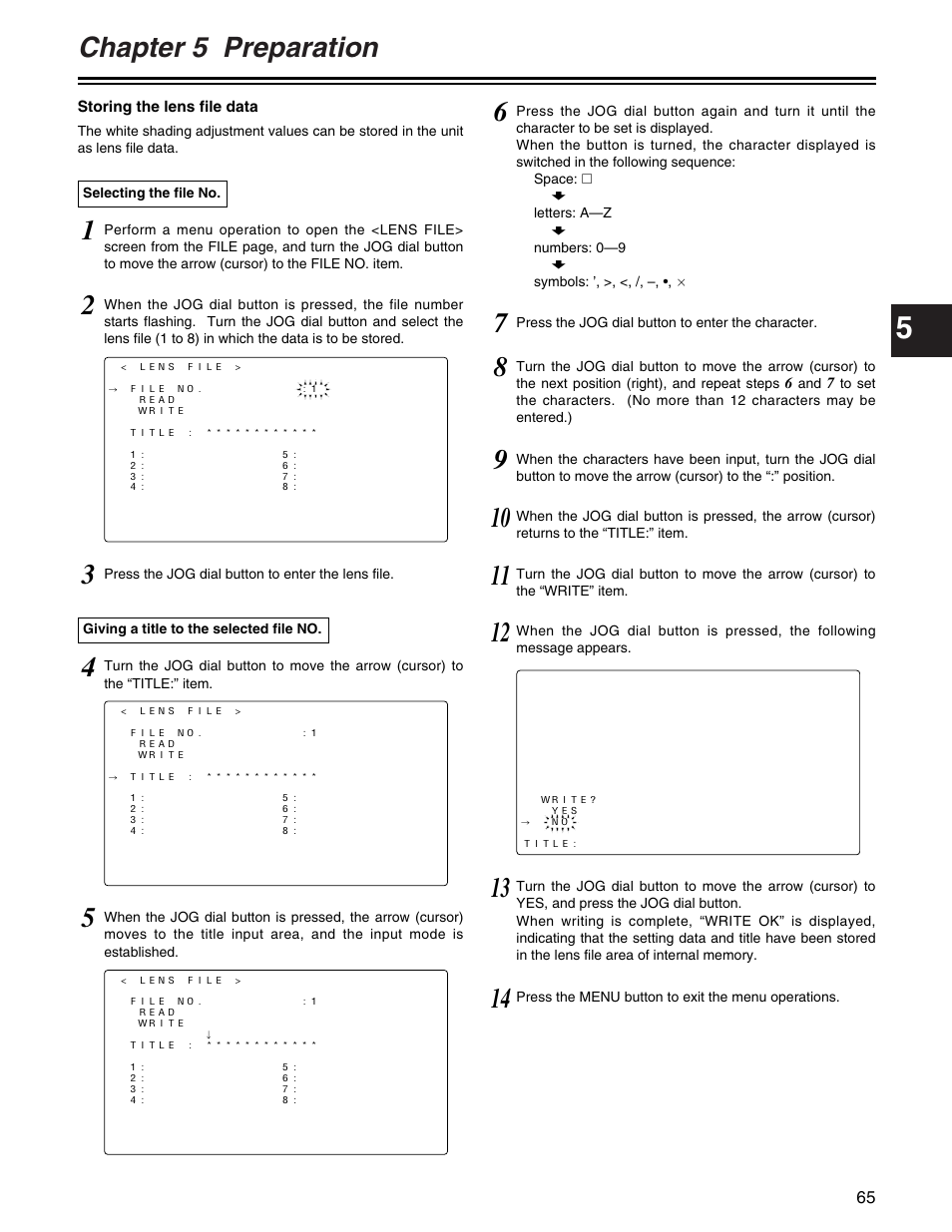 Chapter 5 preparation | Panasonic AJ- E User Manual | Page 65 / 108