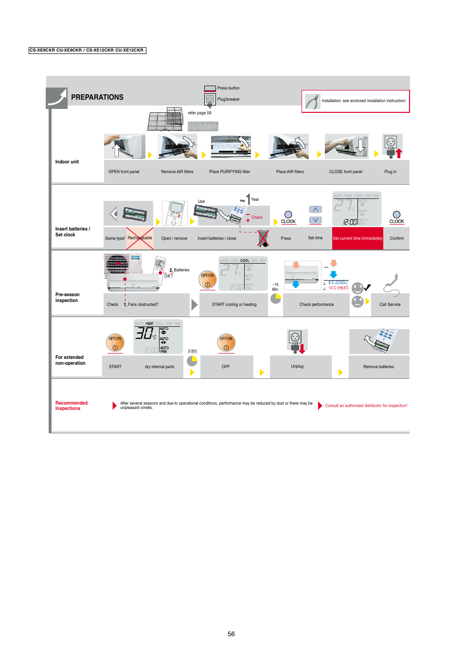 Preparations | Panasonic CU-XE12CKR User Manual | Page 5 / 8