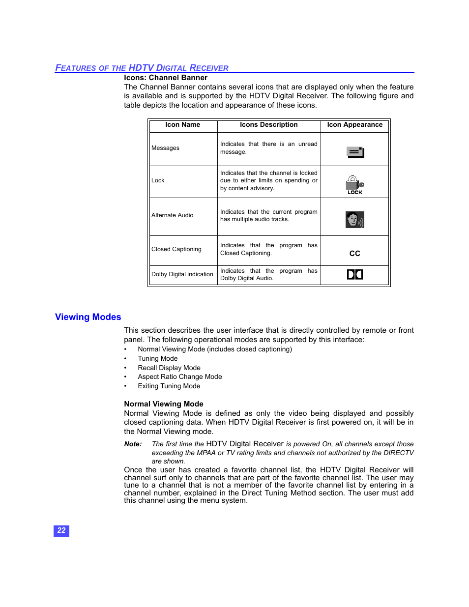 Hdtv d, Viewing modes | Panasonic TU-HDS20 User Manual | Page 23 / 101