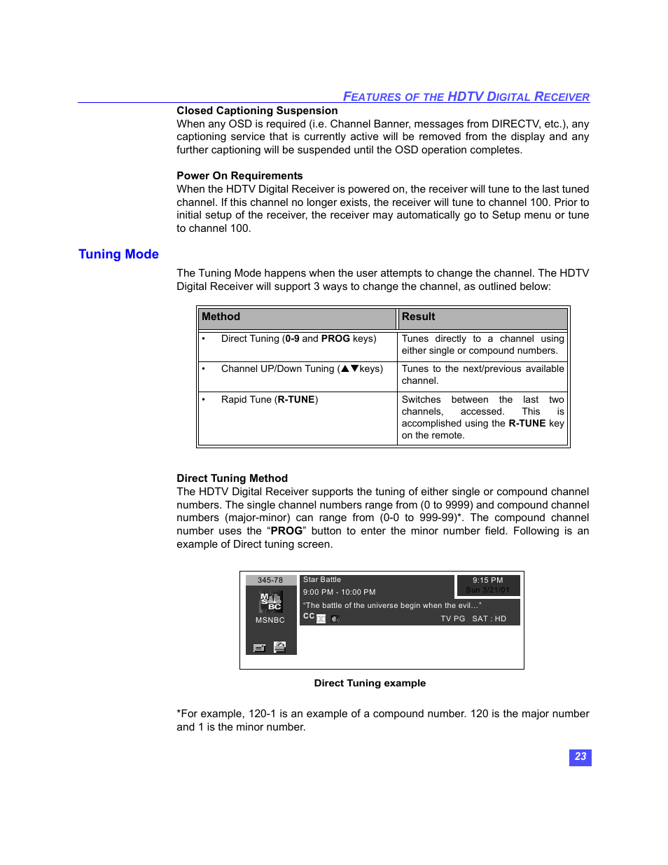 Hdtv d, Tuning mode | Panasonic TU-HDS20 User Manual | Page 24 / 101