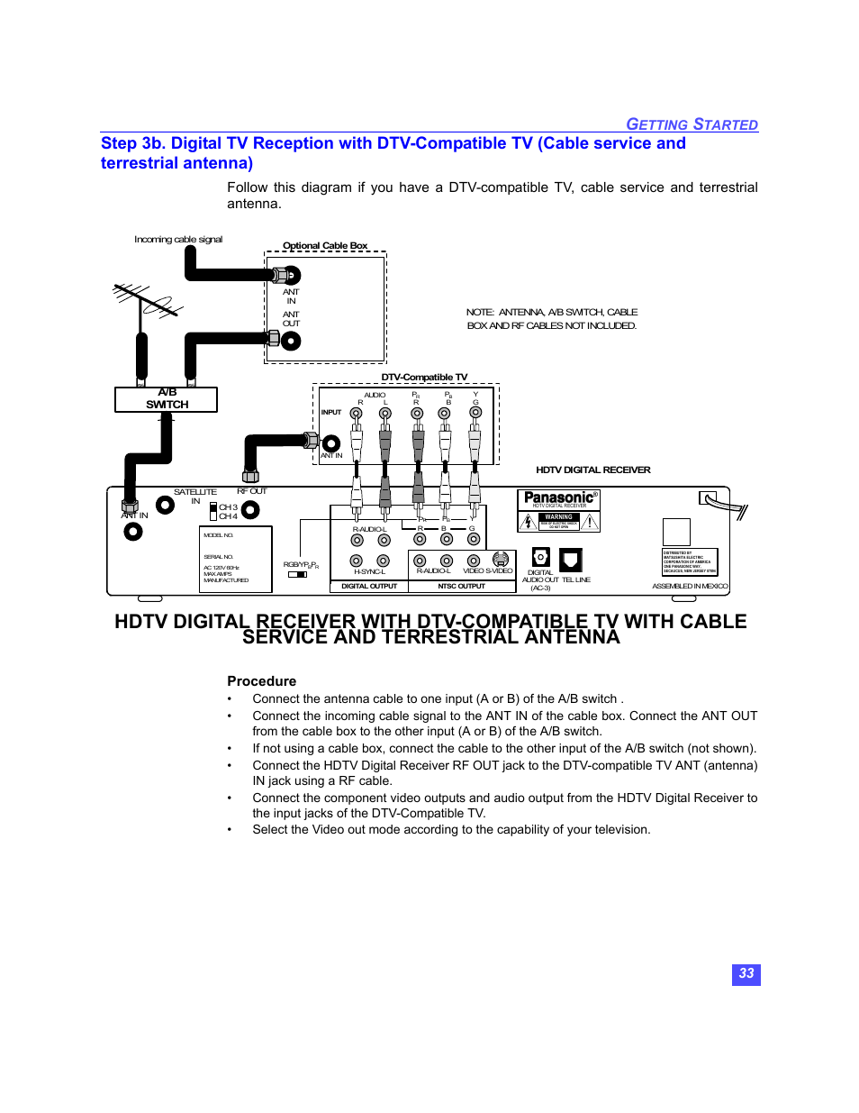 Etting, Tarted | Panasonic TU-HDS20 User Manual | Page 34 / 101