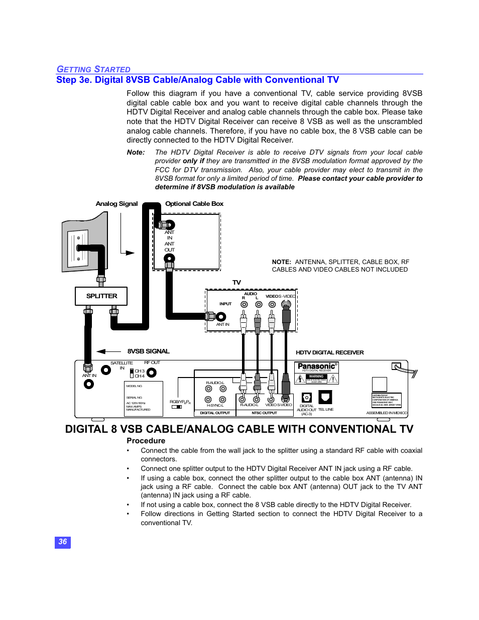Procedure, Etting, Tarted | Panasonic TU-HDS20 User Manual | Page 37 / 101