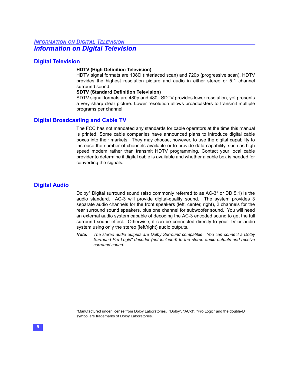 Information on digital television | Panasonic TU-HDS20 User Manual | Page 7 / 101