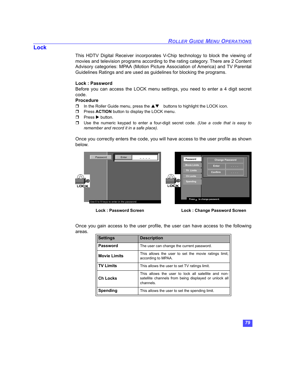 Lock | Panasonic TU-HDS20 User Manual | Page 80 / 101