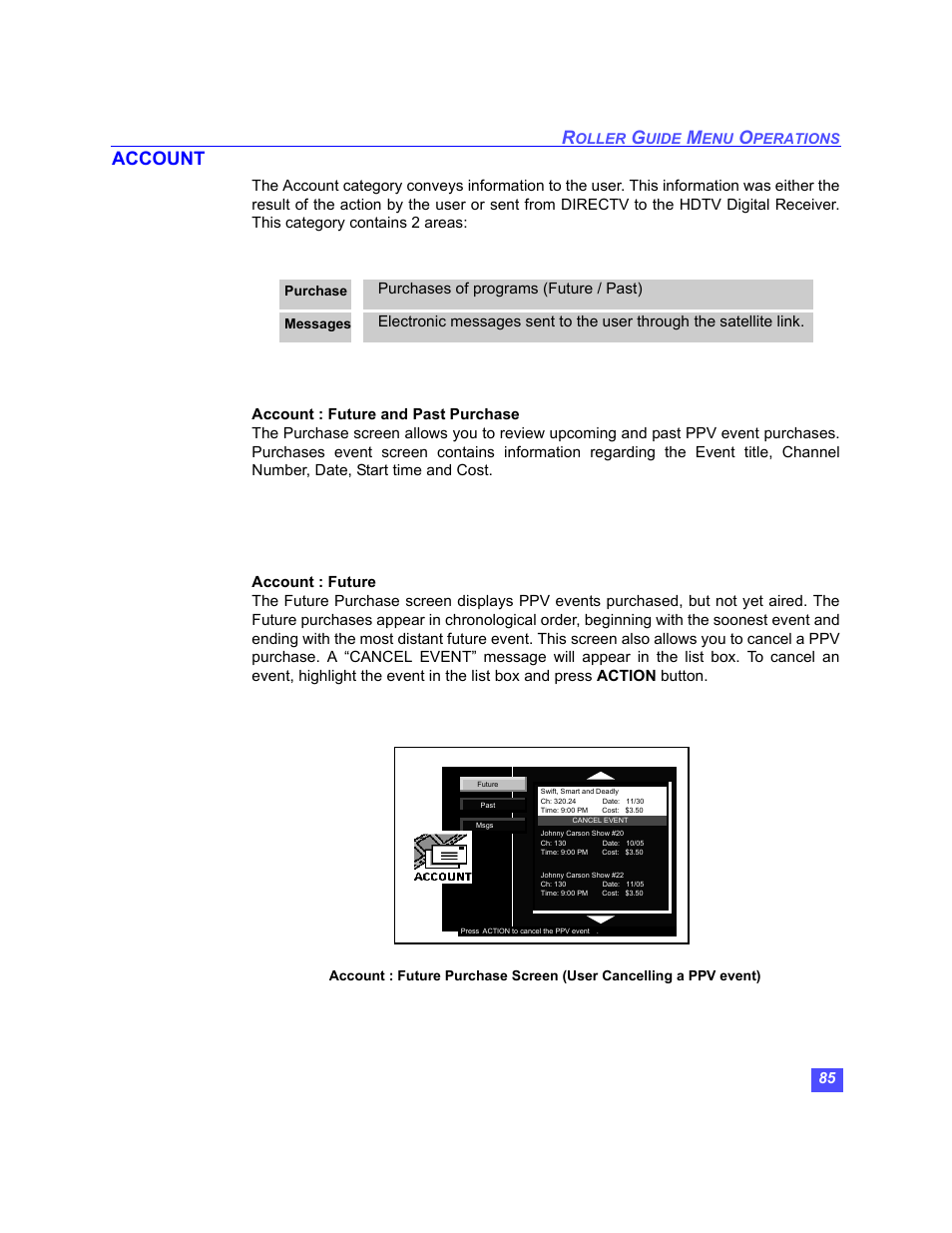 Account | Panasonic TU-HDS20 User Manual | Page 86 / 101