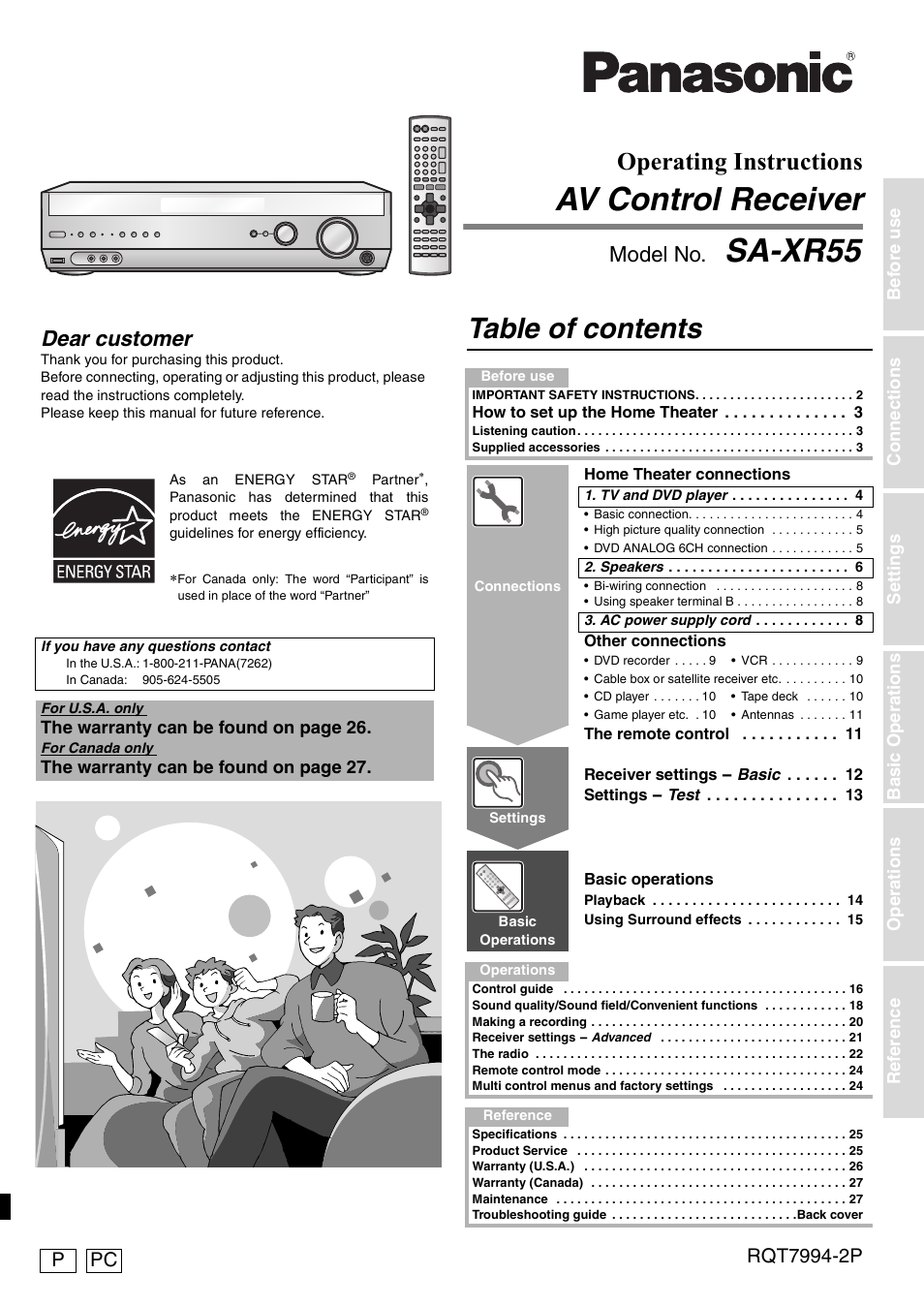 Panasonic SA-XR55 User Manual | 28 pages