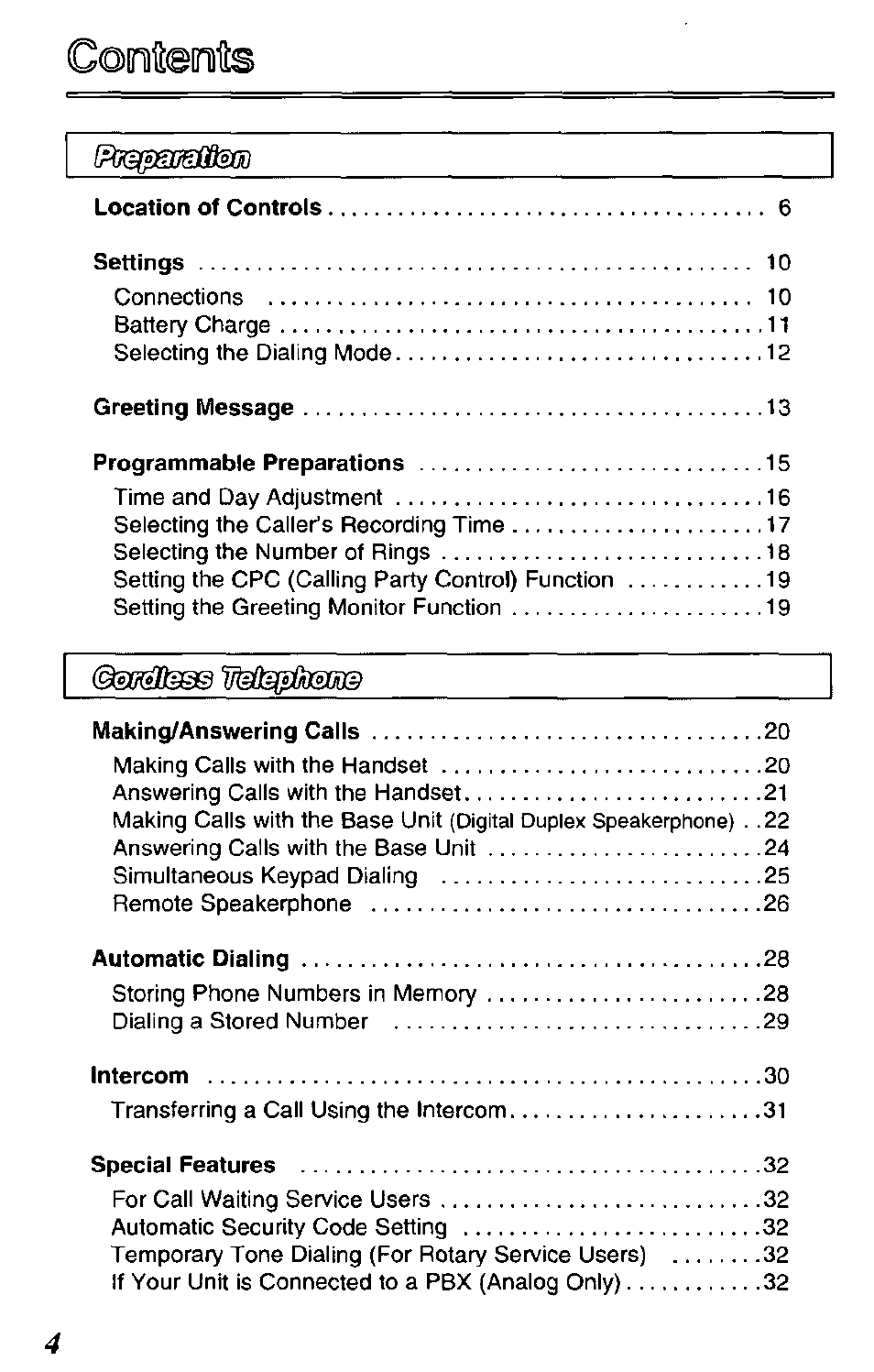 Panasonic KX-TCM420-B User Manual | Page 4 / 64