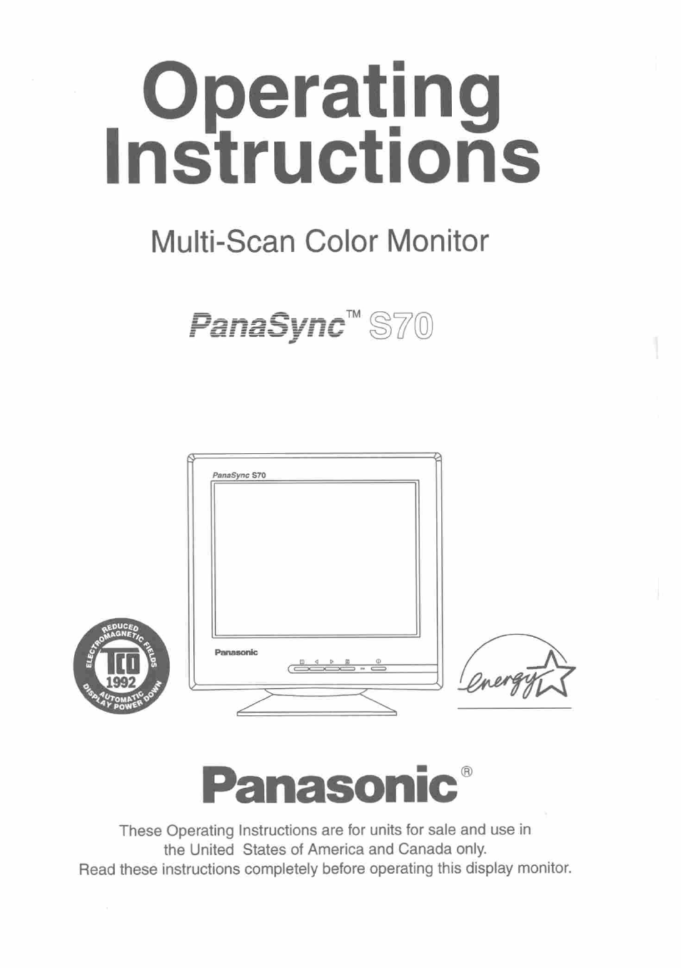 Panasonic PanaSync S70 User Manual | 65 pages