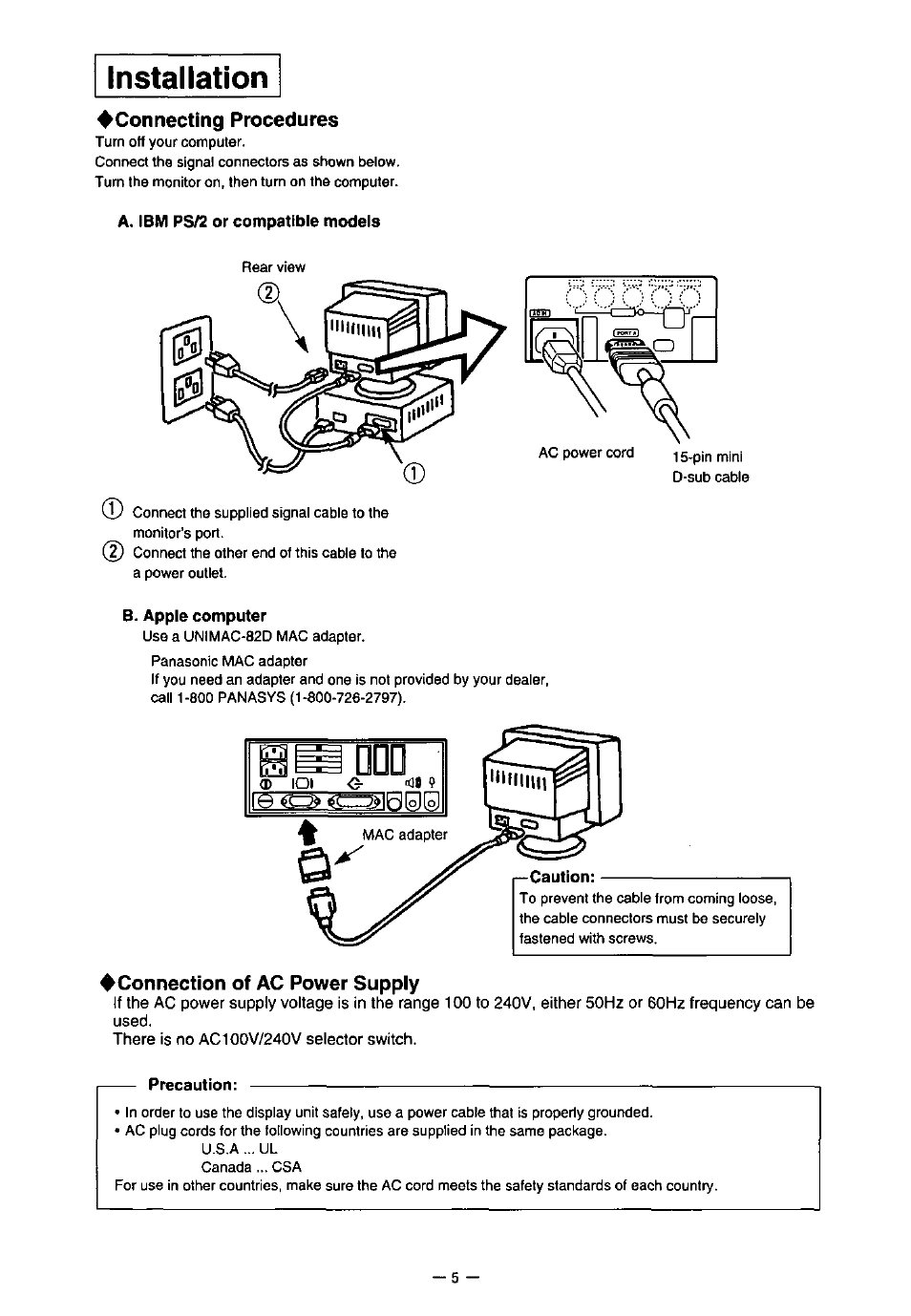 Installation | Panasonic PanaSync S70 User Manual | Page 10 / 65