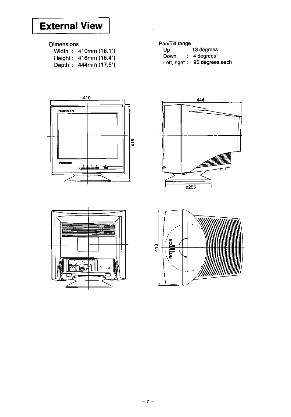 External view | Panasonic PanaSync S70 User Manual | Page 12 / 65