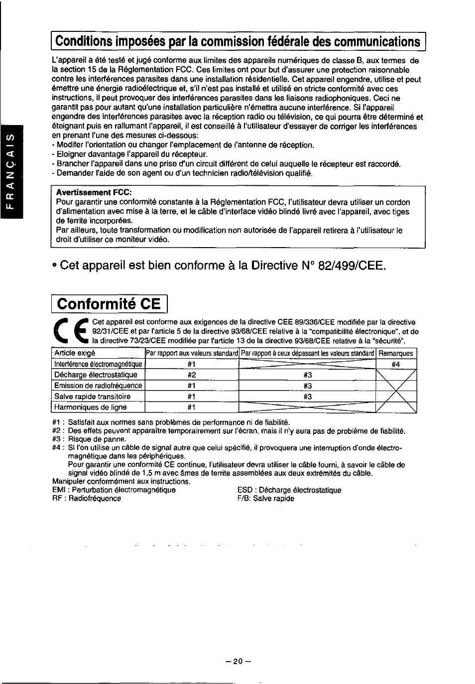 Conformité ce | Panasonic PanaSync S70 User Manual | Page 25 / 65